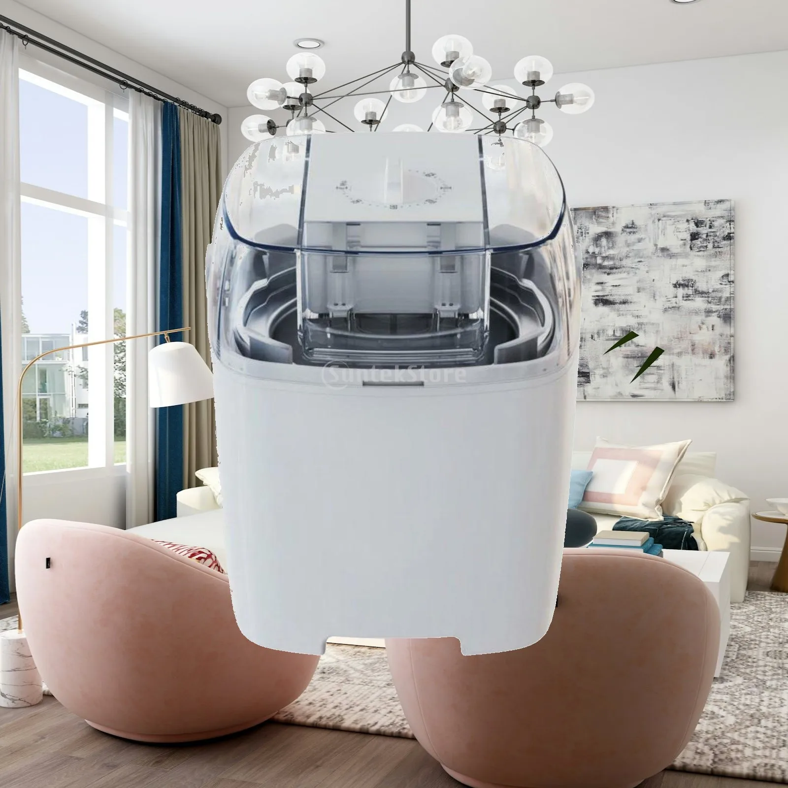Small Ice Cream Maker Machine Home Frozen Dessert Appliance with Freezing Chamber for Quick Evenly Chilled Dessert Prep