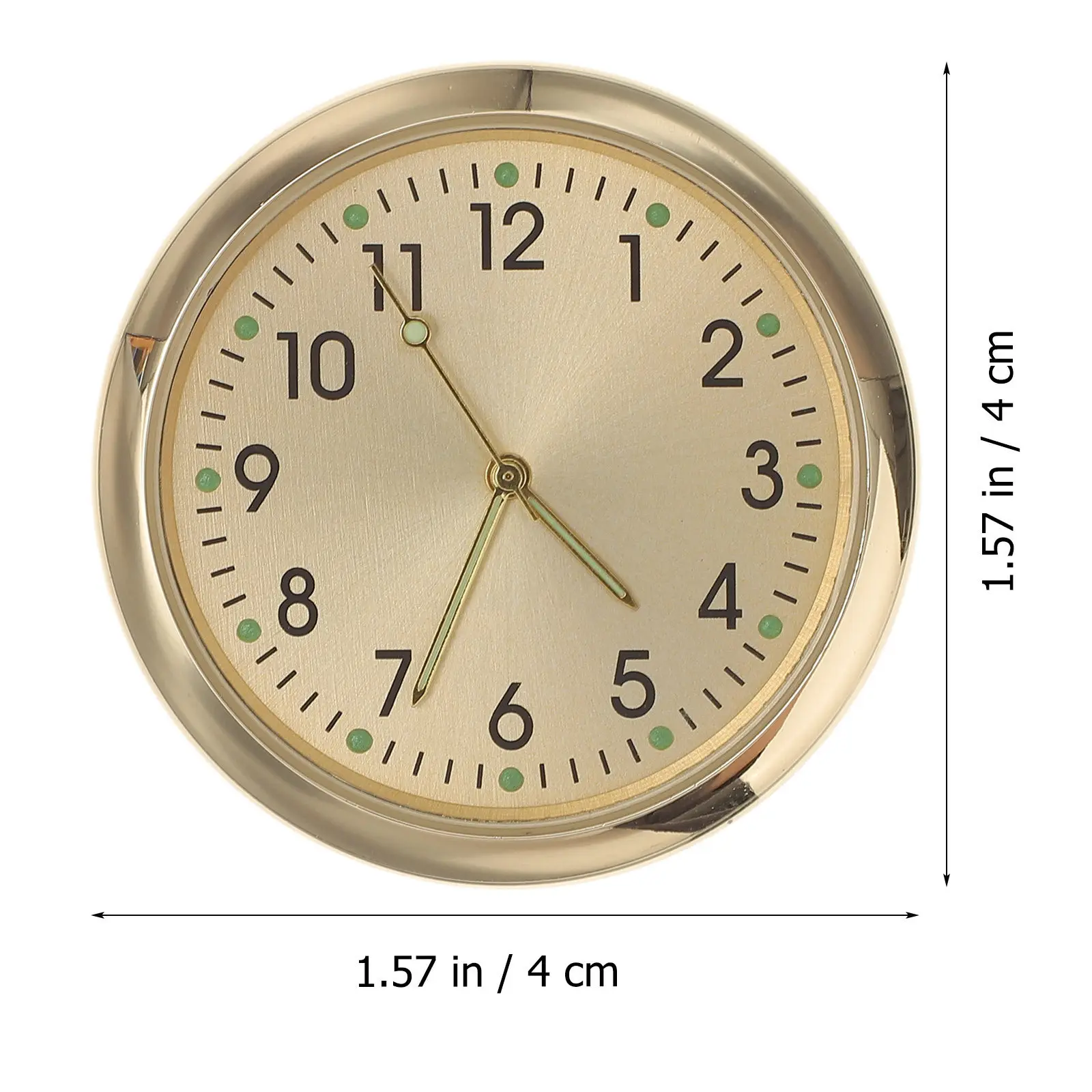 Car Dashboard Mini Clock Glass Steel Compact Auto Stick on Clock for Auto Dash Motorcycle Workbench Office Home
