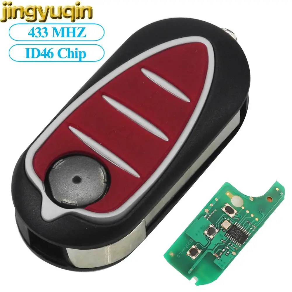 

Jingyuqin 3 Buttons Flip Remote Car Key Control For Alfa Romeo Mito Giulietta GTO 159 ID46 PCF7946 Chip 433 MHZ HITAG2