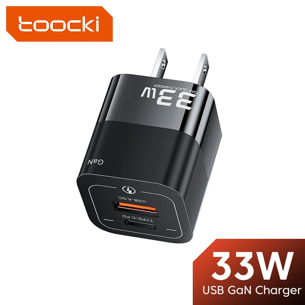 

Toocki 33W GaN Charger Qick Charge 3.0 QC 3.0 PD 3.0 Mini Wall Type C USB Charger Fast Charging for Samsung Xiaomi