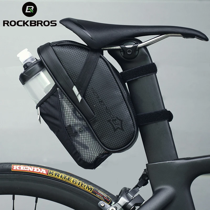 ROCKBROS Bicycle Saddle Bag With Water Bottle Pocket Waterproof MTB Bike Rear Bags Cycling Rear Seat Tail Bag Bike Accessories