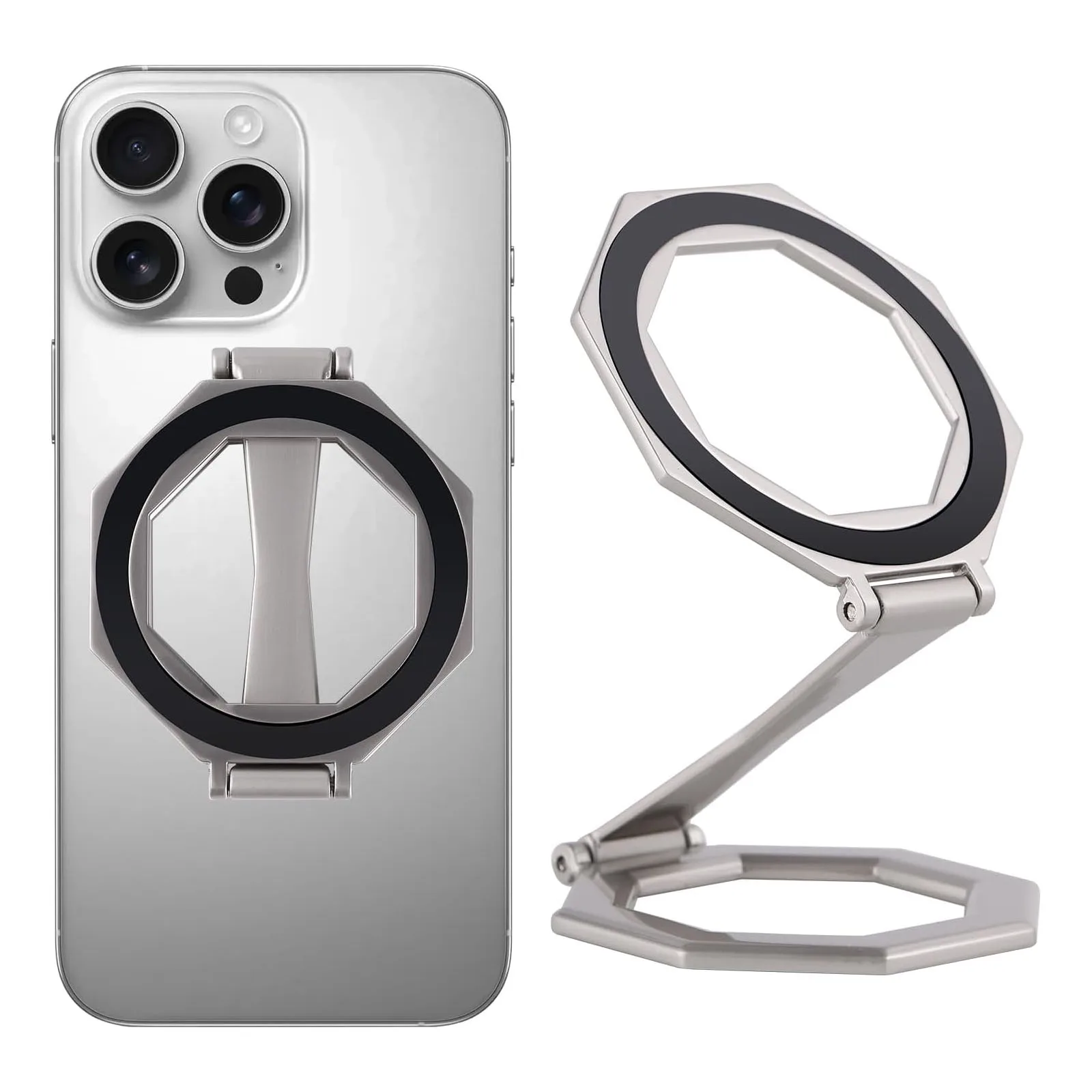 

Двойной магнитный складной держатель для телефона 360° ° Вращающийся для настольного компьютера автомобиля iPhone 12-17 Pro Max Android