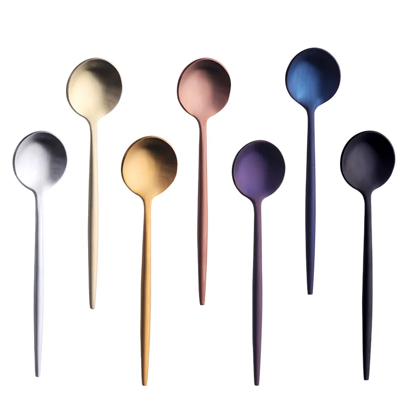 Quality 304 Stainless Steel Round Spoon Matte Coffee Spoon Istanbul Teaspoon Kitchen Accessories Christams Gifts 1 Set