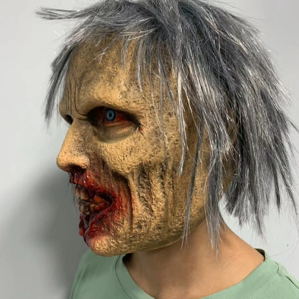 Masque de Zombie Effrayant et Réaliste pour Halloween, Robe de Barrage d'Horreur, Équipement de Sauna, Accessoires de Cosplay de Maison Hantée