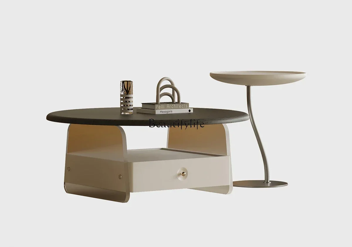 

Acrylic coffee table combination small apartment French cream wind round coffee tableLX