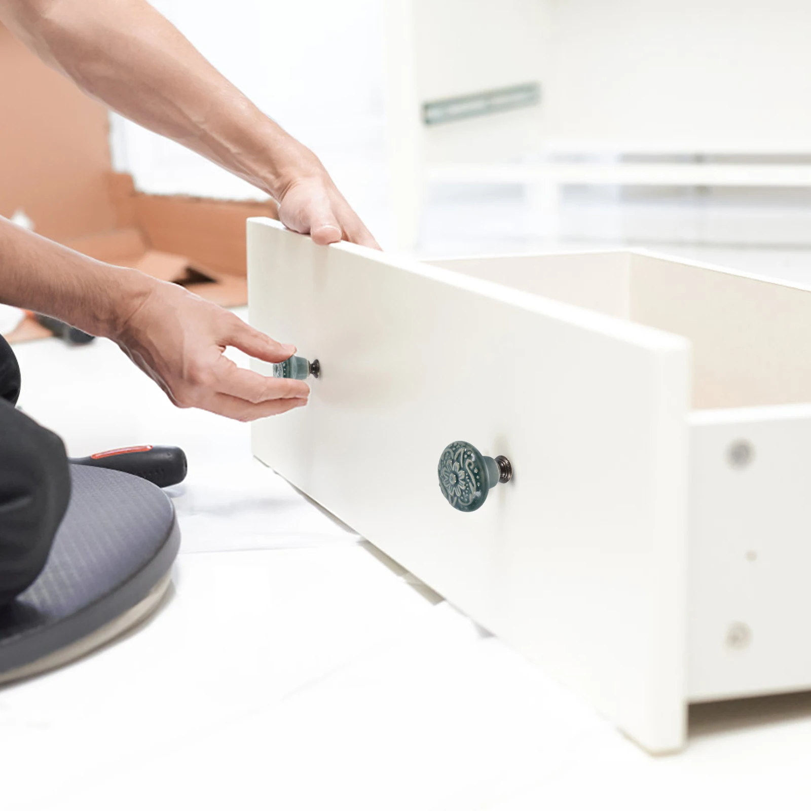 8 قطعة مقبض كابينة السيراميك درج يسحب الأثاث مقبض استبدال للمطبخ الحمام باب خزانة ملابس الأجهزة التبعي