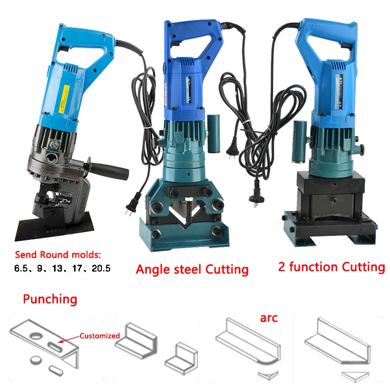 

Electric hydraulic Angle steel Punching machine + Portable Angle steel Cutting machine Round Arc cutting and 45° Side cutting