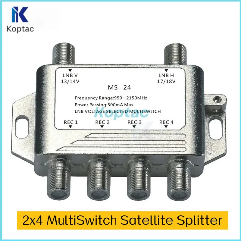 MS-24 2x4 MultiSwitch Satellite Splitter 2 Input 4 Output FTA TV LNB Switch for TV Satellite Receiver Multiswitch