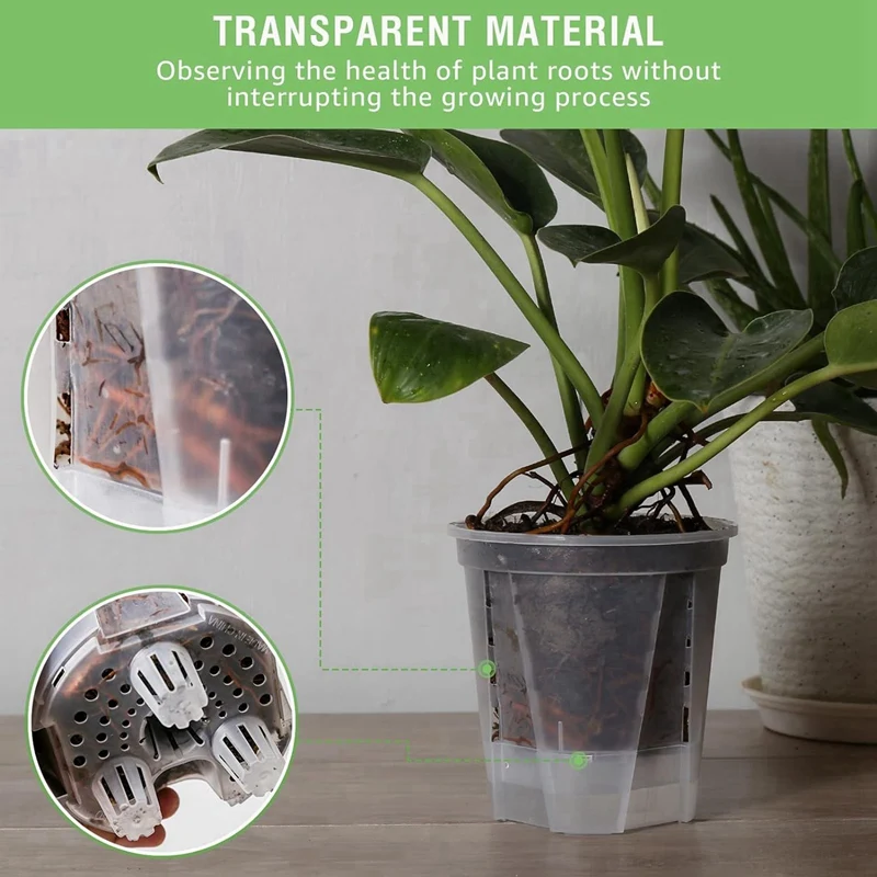 Hot 6 Inch Transparent Plastic Garden Pots Self Watering Planters, 50 Pack Plastic Nursery Plant Pots With Deep Reservior