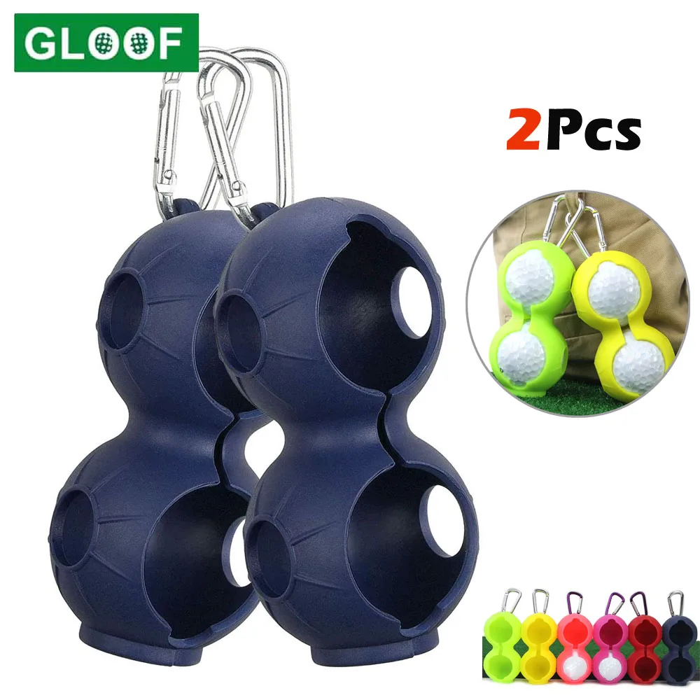 2Pcs Portable Mini Golf Ball Bag Protective Cover Soft Silicone Waist Holder Fall Resistant Keyring Golfing Accessories 2 Balls