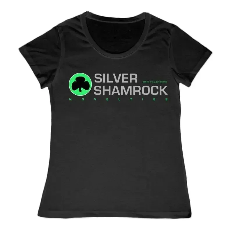 Ladies Silver Shamrock Novelties Halloween Movie T shirt Horror Womens Jason
