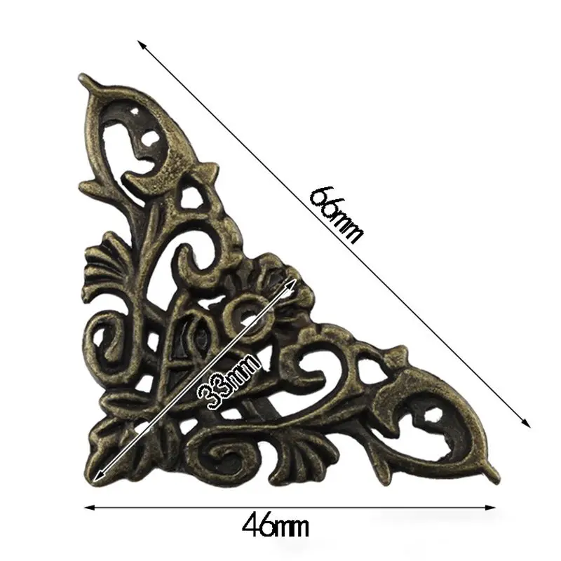46MM 4PCS Antique Bronze Plane Corner Protector Triangle Zinc Alloy Corner Wooden Box Wine Box Lace Corner Decoration Bracket
