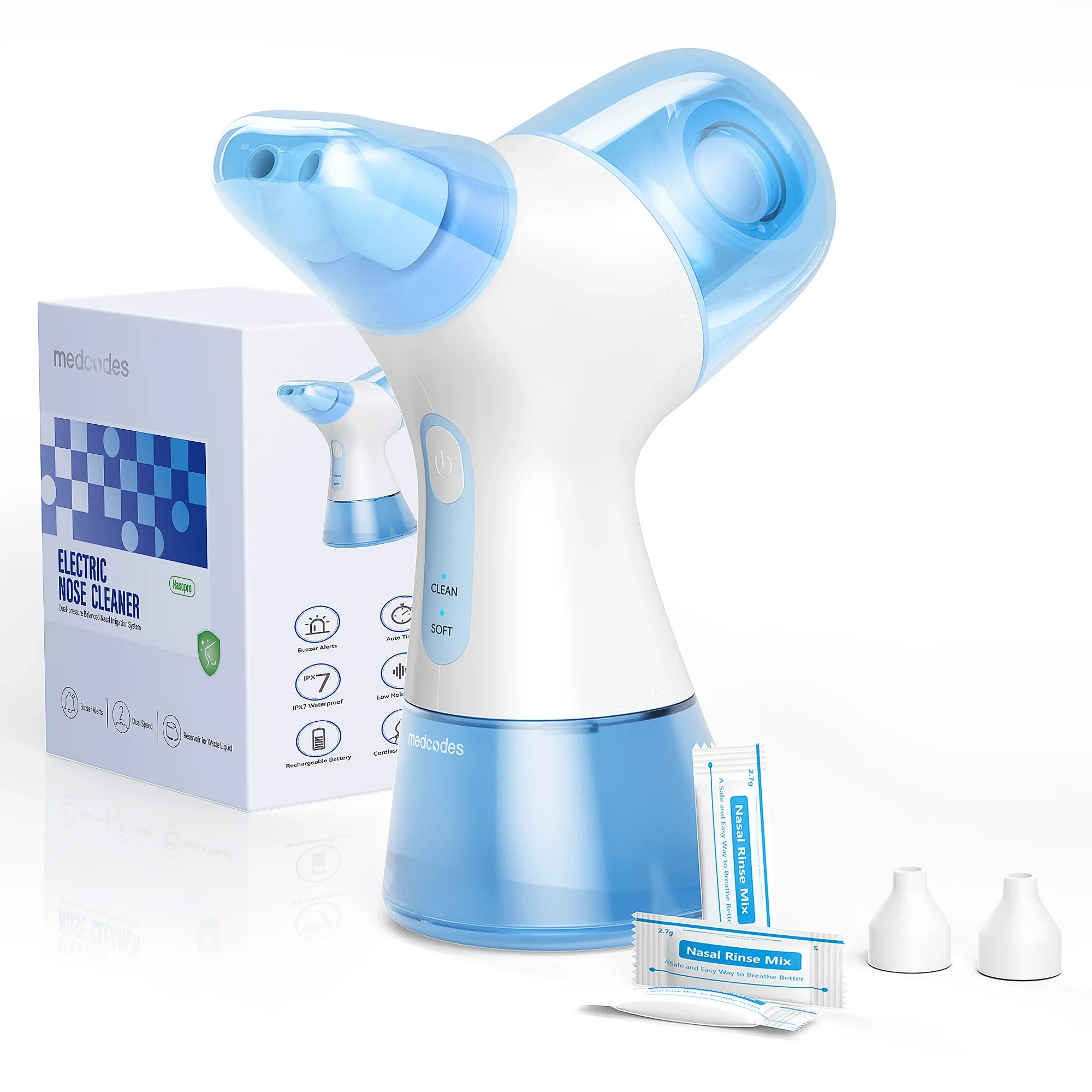 Neusdoucheapparaat met watertank & afvalopvangtank - Neusreiniger voor sinus, allergieverlichting