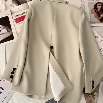 Koreaanse chique zwarte blazer Office Lady High-end merk dameskleding past lente herfst jas single-breasted jassen met lange mouwen