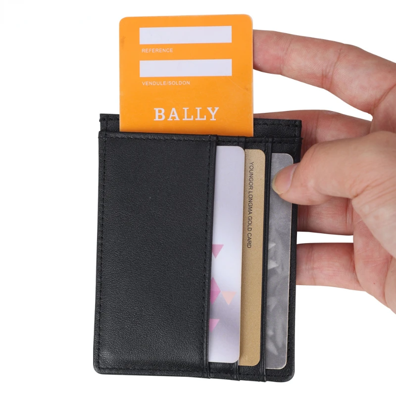 New style stylish slim simple mini card holder unisex genuine leather card holder