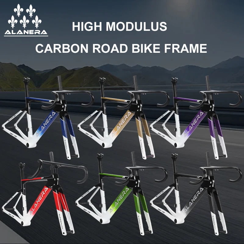 

New Model 2025 ALANERA First-generation T800 Carbon Fiber Road Frame Bicycle full internal cable brake pads and handlebars