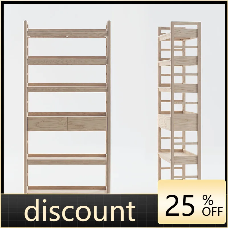 

LTT solid wood bookshelf, bucket shelf, study, living room floor shelf, modern simple home