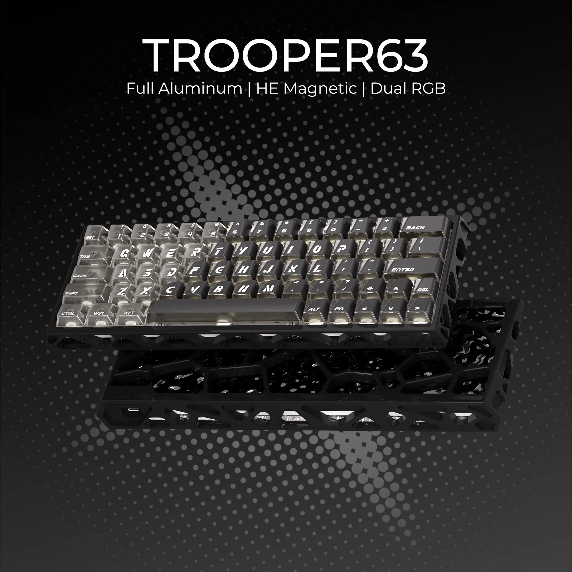 XVX Trooper63 HE Dual-RGB Magnetic Gaming Keyboard CNC-Machined Aluminum Case Web Driver Customization