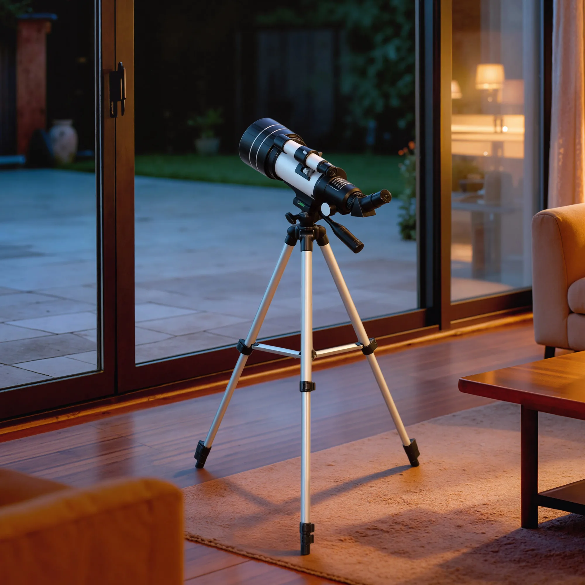 Télescope astronomique pour débutants et adultes, objectif 70 mm, télescope 5x24, trépied réglable, argent