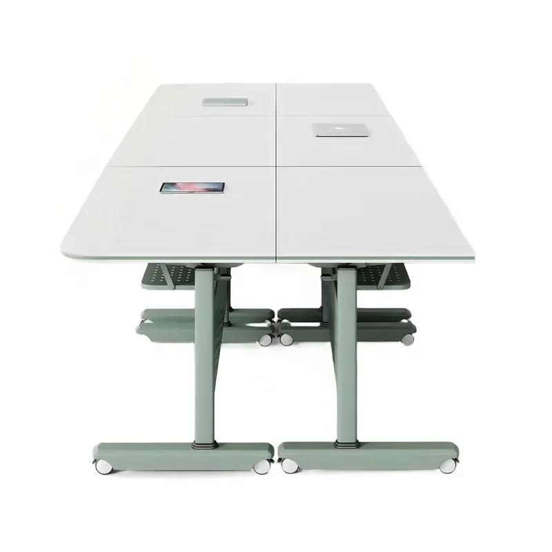 Office Area Wooden Folding Table and Chair Set with Modern Design Durable Metal Legs Rectangle Shape for Conference Rooms