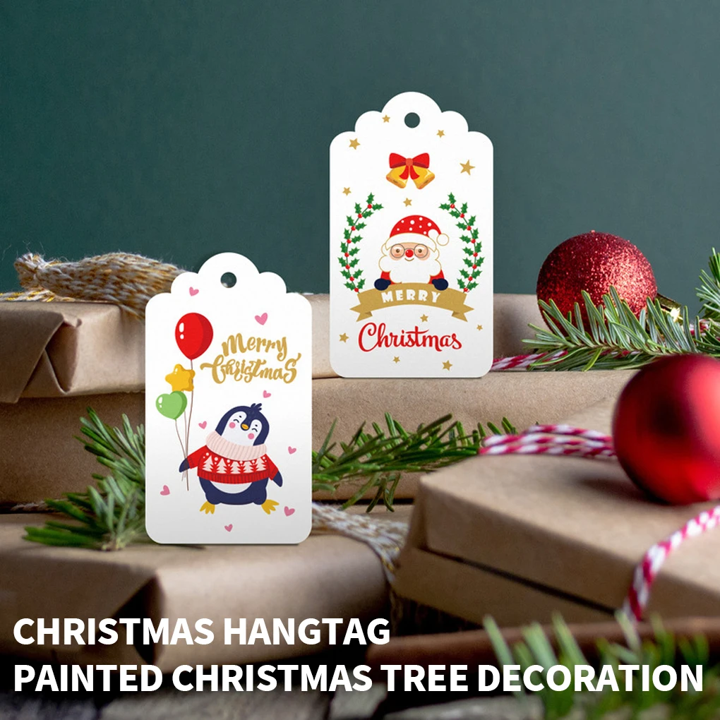 Christmas Paper Tags Set New Year Festival Holiday Party Wedding Xmas Tree Gifts Label Home Decoration Ornament 100