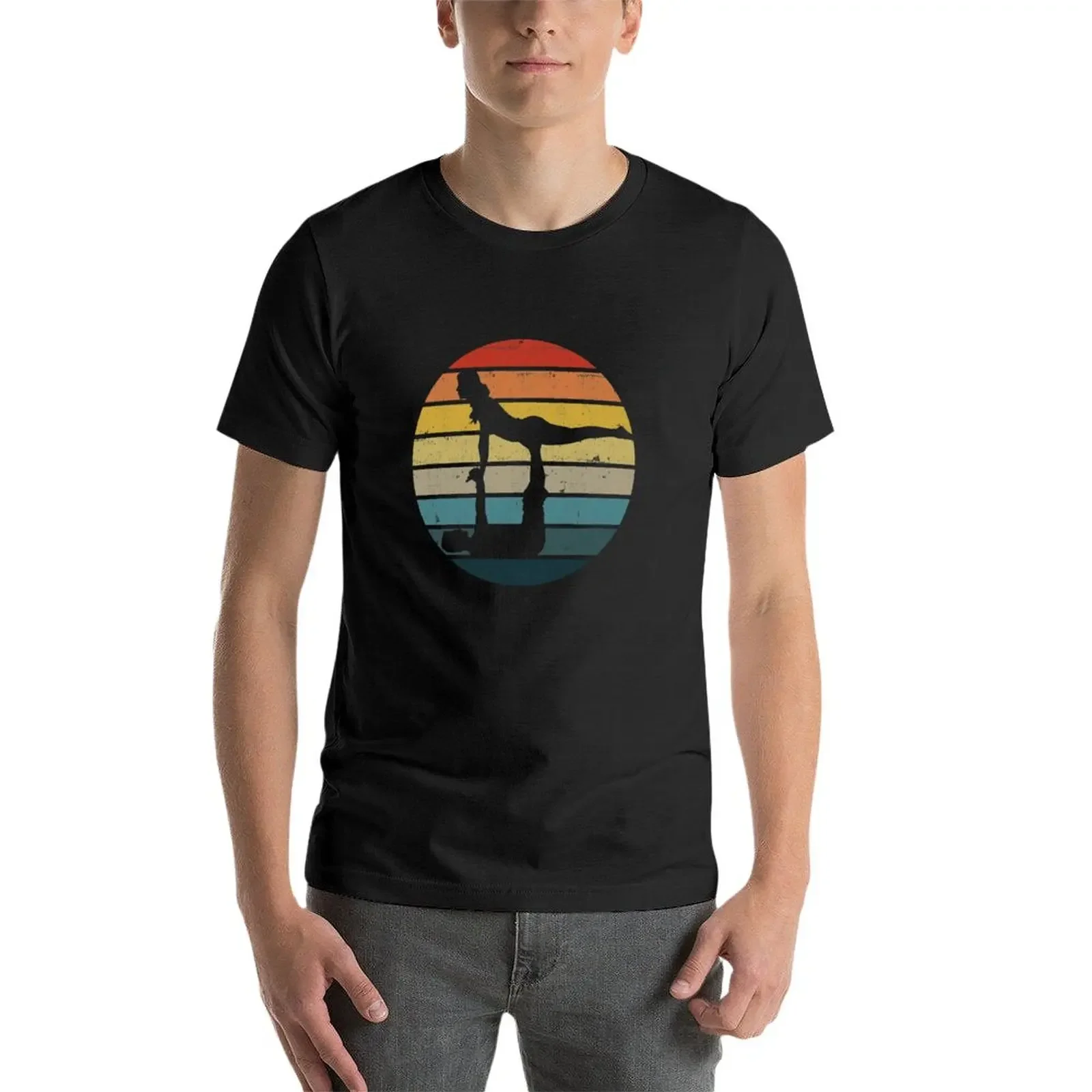 Acroyoga Silhouette On A Distressed Retro Sunset design T-Shirt graphics t shirt custom t shirt T-shirt for a boy t shirts men