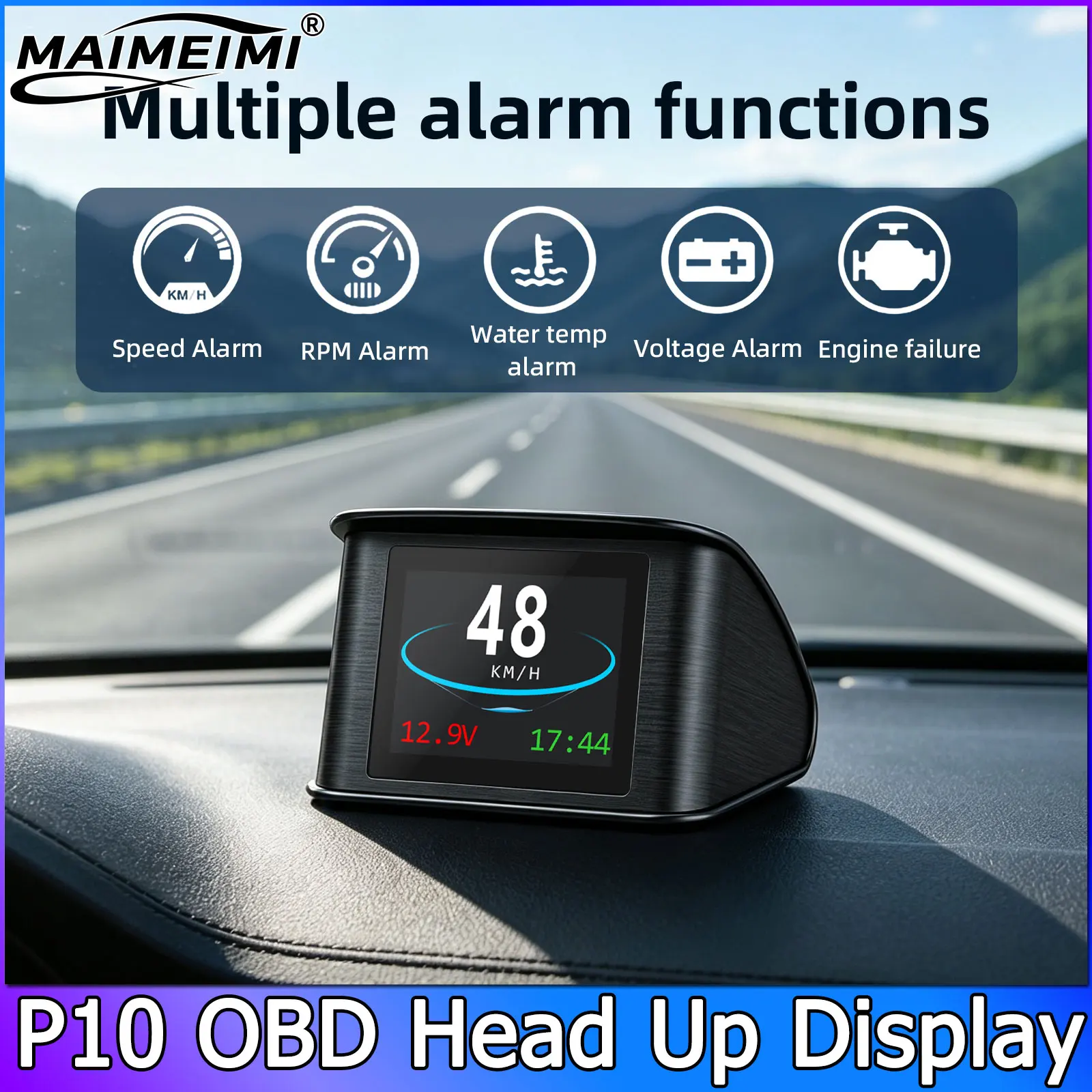 P10 OBD2 HUD Car Head Up Display Digital Speedometer Tachometer Auto On-board Computer With Speed RPM Temperature Voltage Alarm
