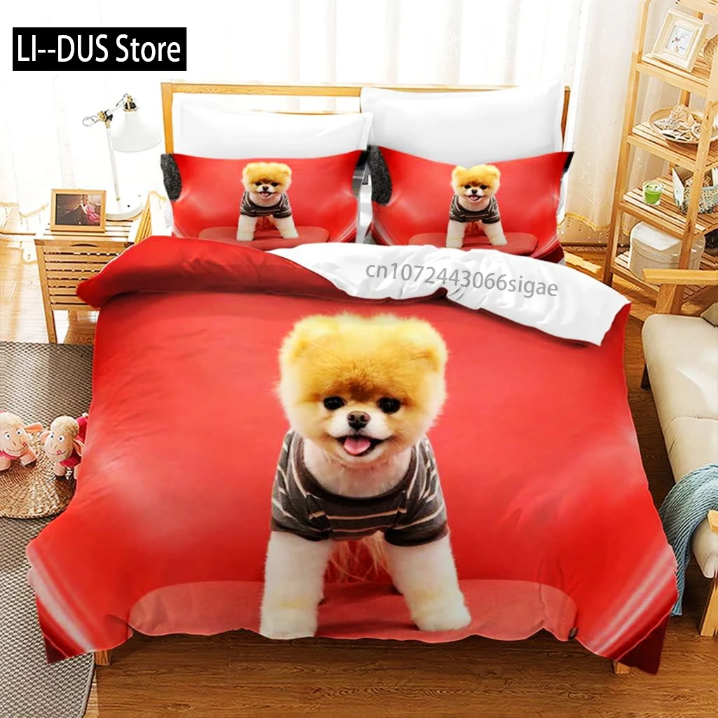 

Pomeranian Duvet Cover Set Animal Dogs Bedding Set 3D Cute Pet Bedclothes For Teens Double Queen King Size Polyester Quilt Cover