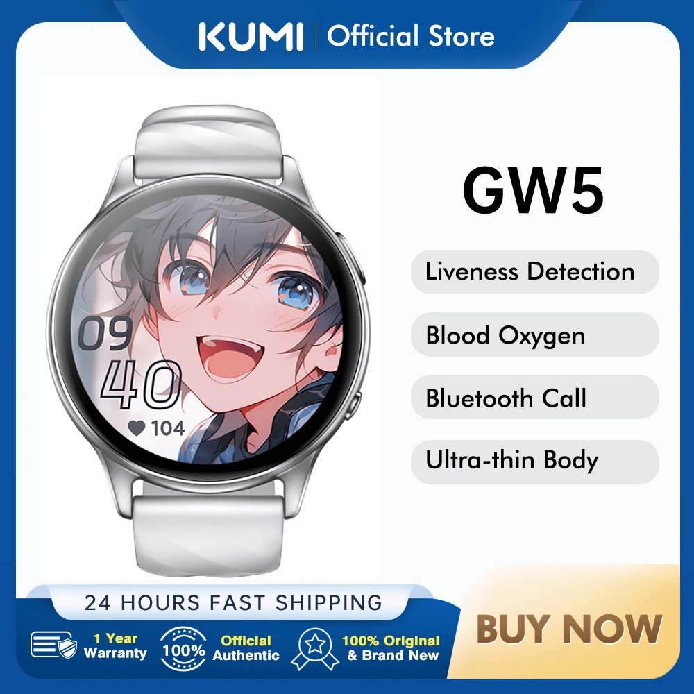 

KUMI GW5 Smart Watch 1.39 inch screen Bluetooth 5.2 NFC 100+ Sport Heart Rate Blood Pressure Oxygen Monitor Waterproof IP68