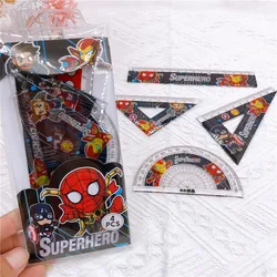 4pcs/set Disney Marvel Spider Man Straight Triangle Ruler Protractor Drafting Drawing School Office Supplies Student Stationery