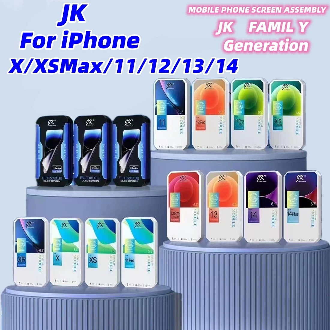 JK Display For iPhone X LCD Xs XR 11 12 13 LCD Display Touch Screen Digitizer Assembly No Dead Pixel Replacement Parts TRUE TONE