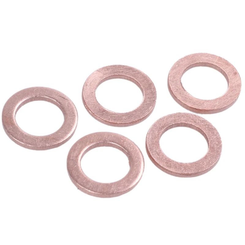 100 Pcs Copper Crush Washer Flat Seal Ring Fitting 6Mm X 10Mm X 1Mm