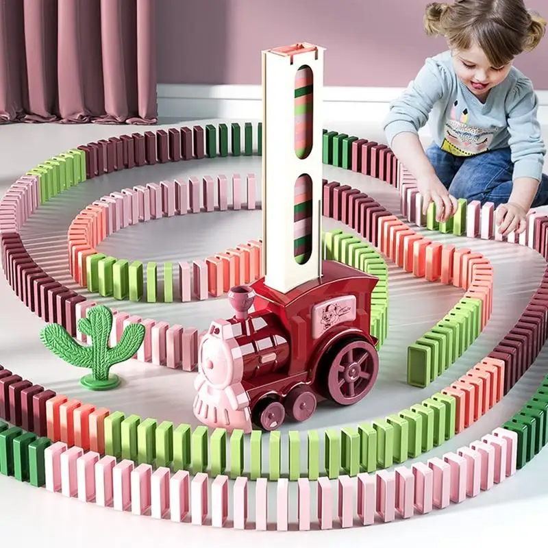 Jeu de blocs de Train dominos pour enfants de 3 à 8 ans, Train électrique automatique avec Simulation de son