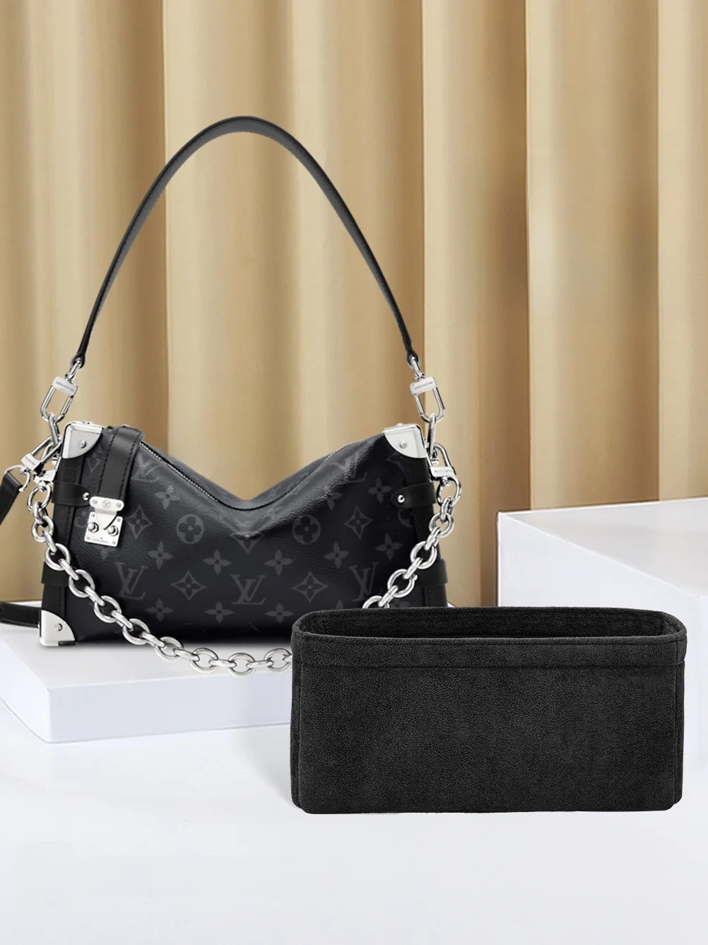 

Medium Sized Box Bag Inner Pouch Suitable for LV New Side Trunk East West Suede Velvet Storage Organizer for Women Handbag
