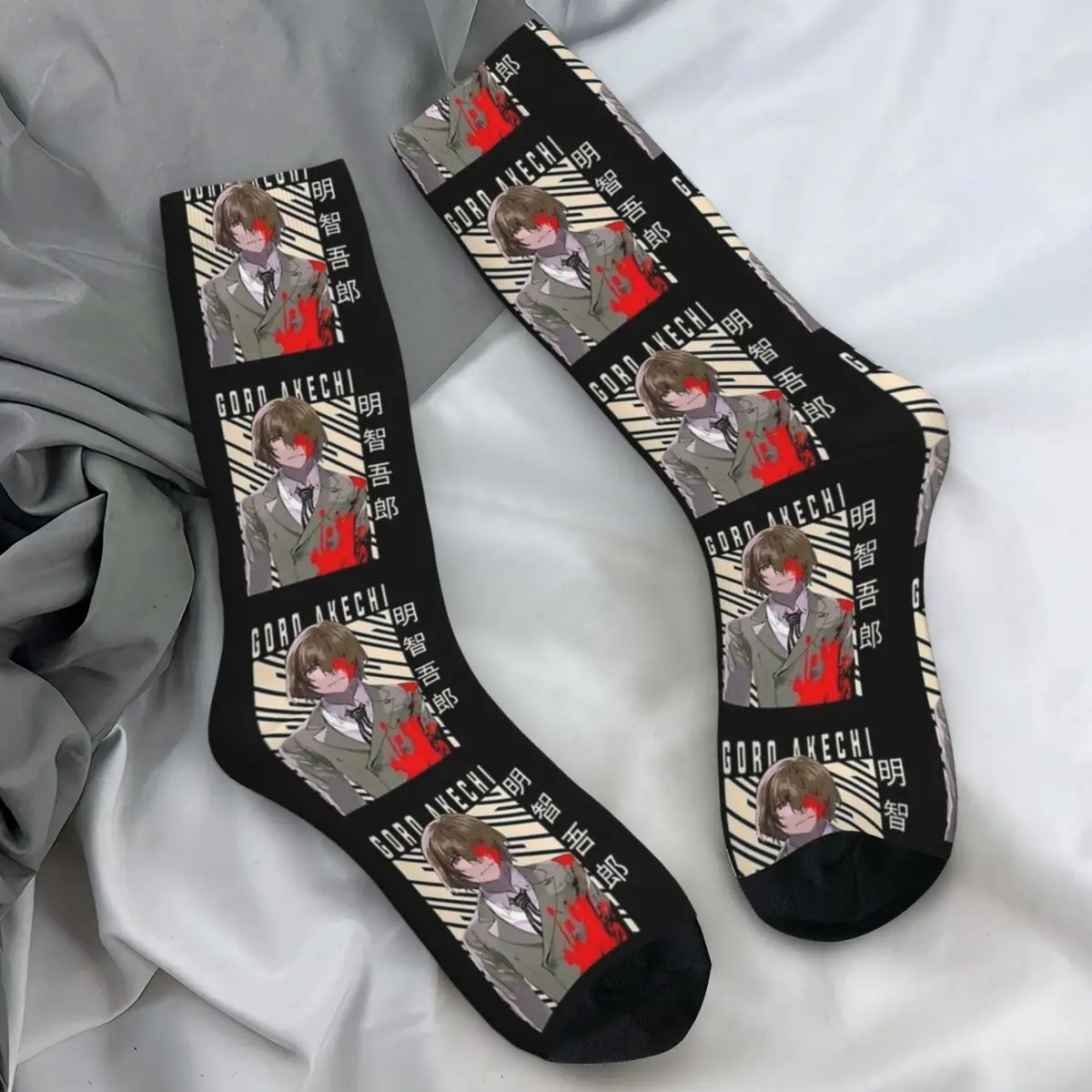 Men Socks Anime Goro Akechi Persona 5 Game Stockings Autumn Harajuku Soft Socks Graphic Outdoor Non-Slip Socks