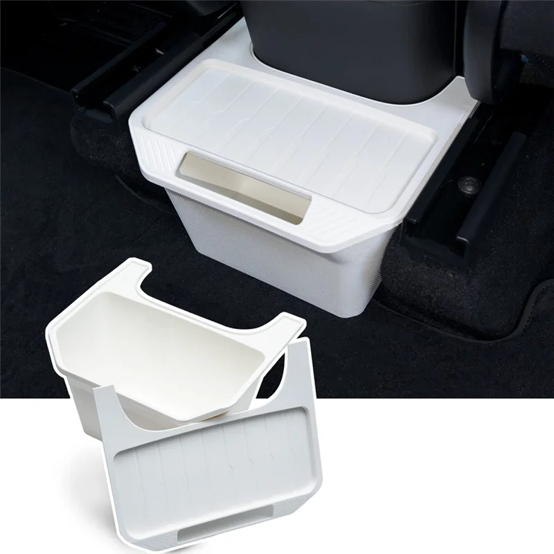 For Tesla Model Y 2020-2023 Rear Center Console Organizer Behind Seat, Second Row Tissue Holder/Storage Bin/Trash Can