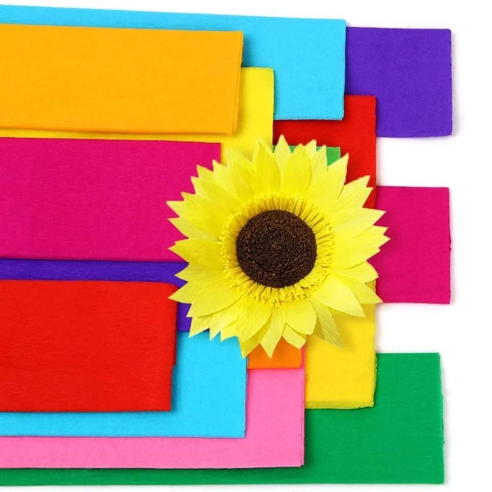 Colored Crepe Paper Origami Crinkled Crepe Paper Craft Handmade DIY Paper Flowers Wrapping Paper Craft Party Decor