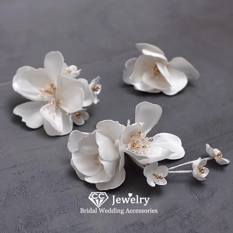 

CC Flower Hairpins for Wedding Women Hair Accessories Bridesmaids Headpiece Engagement Hairwear 3 PCS Elegant Hairgrips AN253