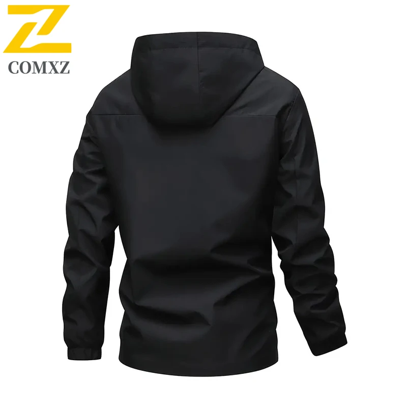 Fashion Men's Jacket 2025 New Outdoor Waterproof Hooded Windbreaker Autumn Plus Size Ultra Light Multi-pocket Work Coat For Men