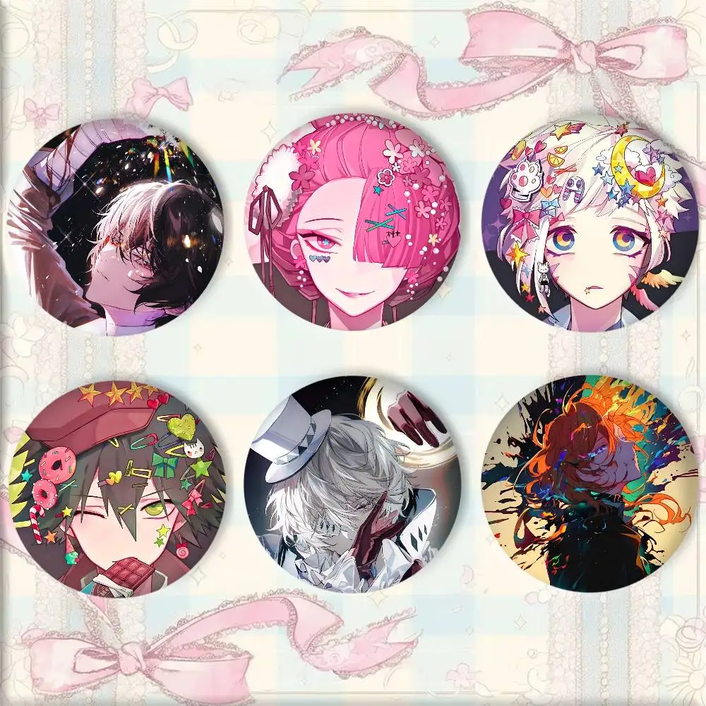 Anime A-B-Bungo Stray Dogs Badge Tinplate Round Laser Brooch Clothes Backpack Accessories Lapel