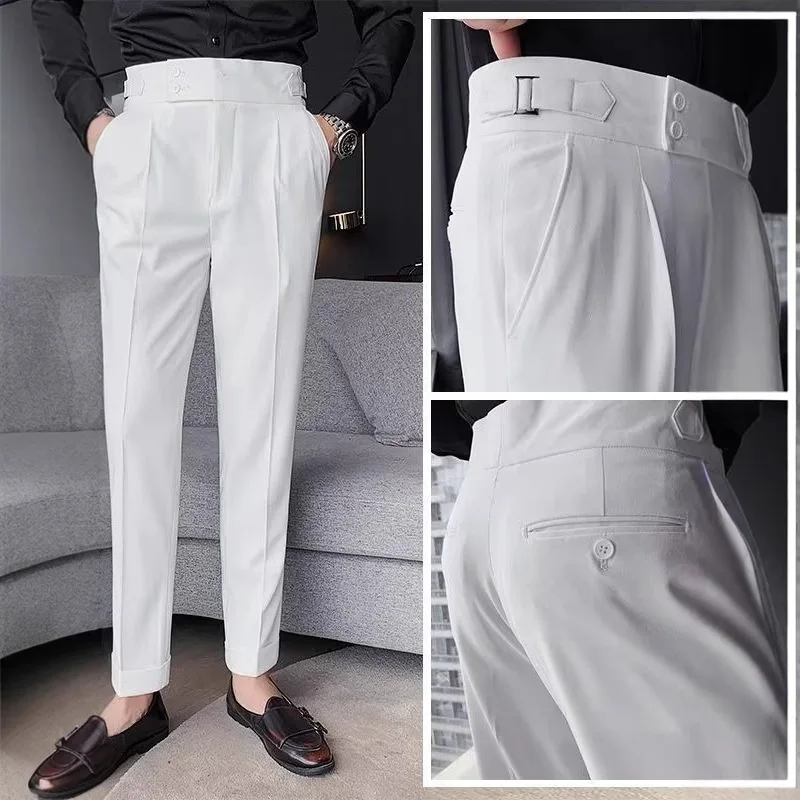 Men Summer  Suits Pants Male Formal Wear Trousers Quality Men British Style Ice Silk Fabric Business Casual Suit Pants