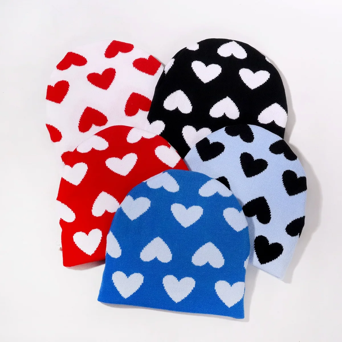 Love Heart Strickmütze – Paar passende warme Mütze für Männer und Frauen, weiche, dehnbare Wintermütze für Paare als Valentinstagsgeschenk