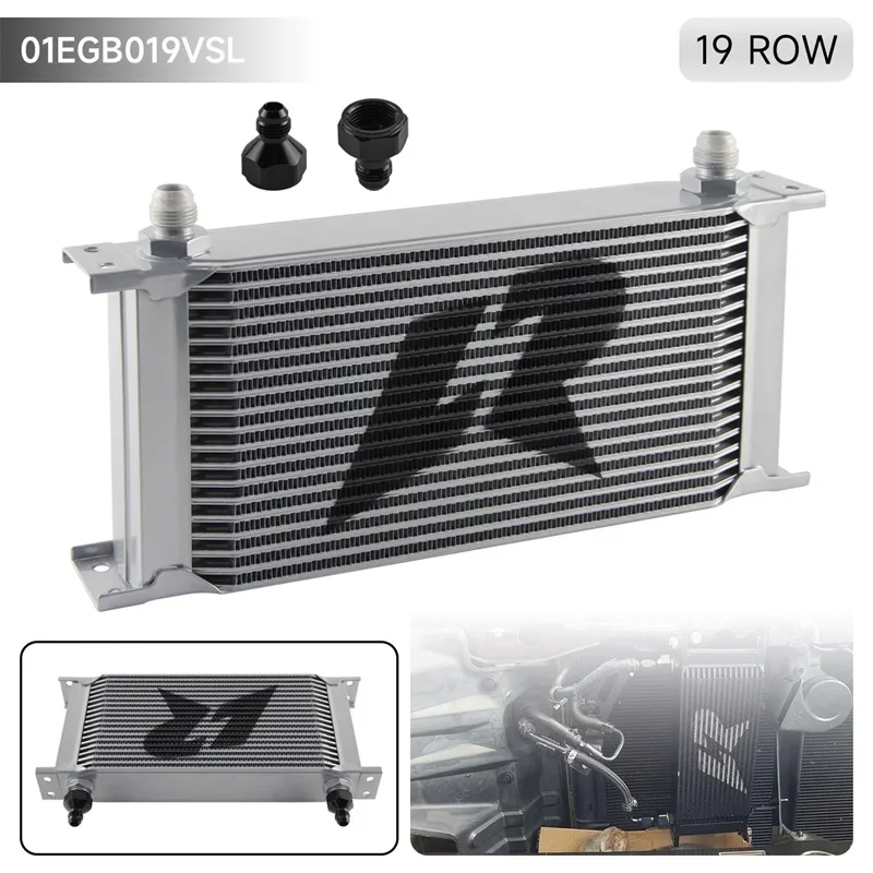 Universal 19 Row 248MM AN8 Stacked Plate Oil Cooler AN6 Adapter Transmission Engine Aluminium Radiator 3/4