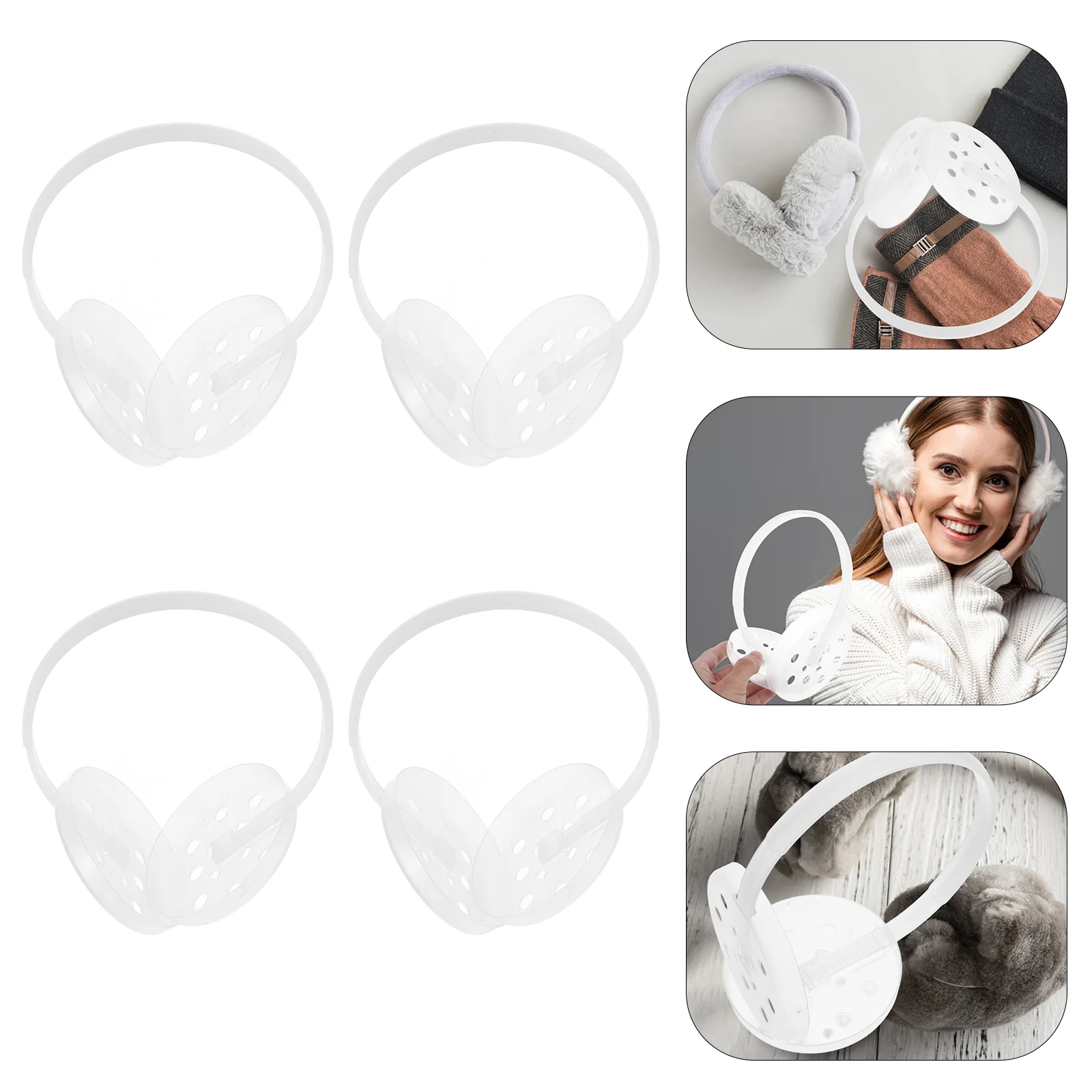 Earmuff Rack Earmuff 4pcs DIY Earmuff Holder Plastic Frame Winter Warm Earmuff Inner Clear Rack Accessories