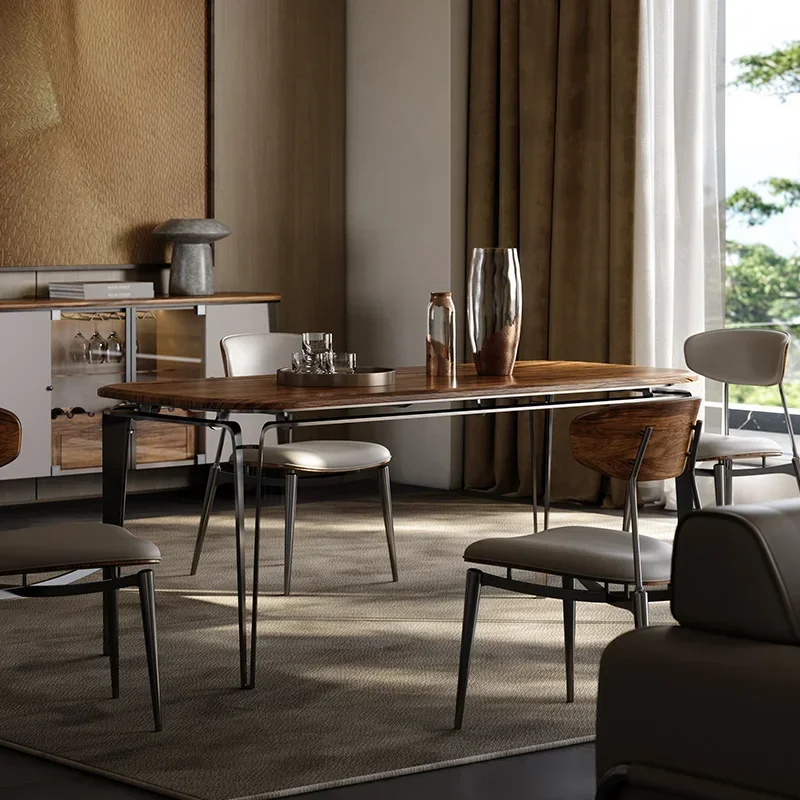 Furnitur ruang makan kayu Solid, meja makan persegi panjang modern villa meja Walnut minimalis Italia