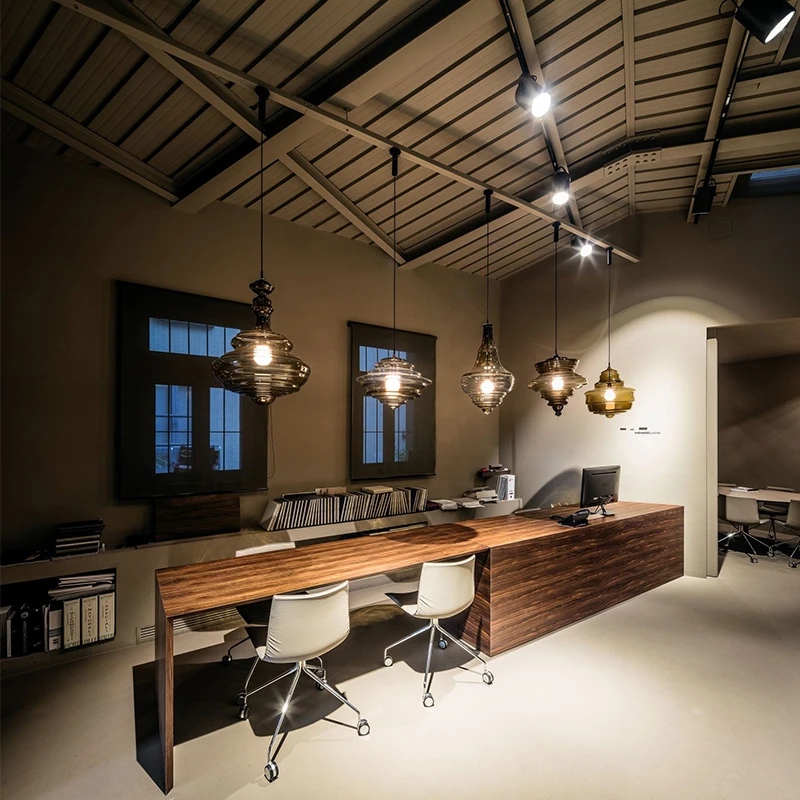 

Italian style hotel restaurant glass chandelier, postmodern Nordic art designer creative bar counter minimalist chandelier