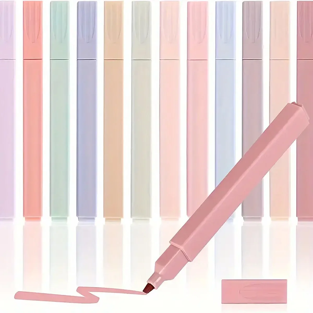 12pcs Assorted Colorful Highlighters Set Cute Random Colors Soft Tip Stationery Markers for Students Aesthetic Office Supplies