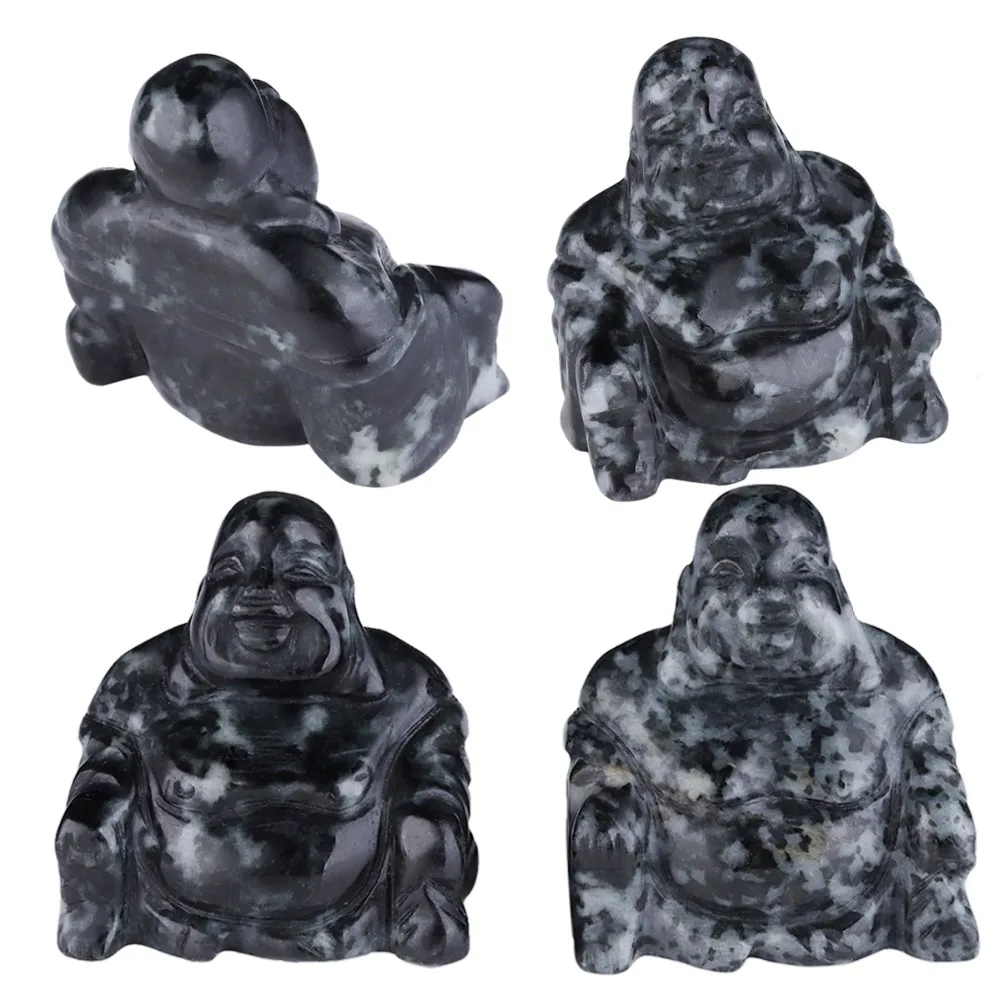 TUMBEELLUWA 1.5 ''شفاء جوهرة حجر يضحك بوذا تمثال تمثال اليد منحوتة تميمة جيب حجر للمنزل مجوهرات الديكور
