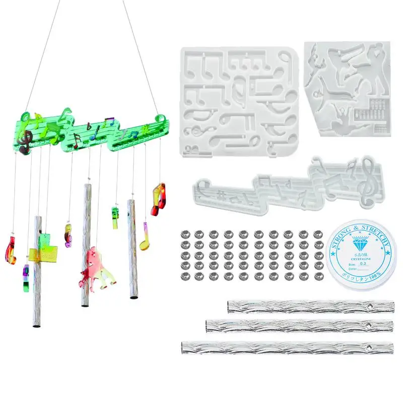 Resin Windchime Molds Kit Music Wind Chimes Parts Musical Note Windchime Tubes Kit Music Windchime Making Supplies DIY Wind