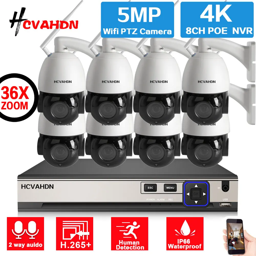 

HD 5MP 30X Zoom PTZ CCTV Camera Security System Kit 8CH 4K POE NVR WitHh 5MP Wifi IP Surveillance Camera 2 Way Audio XMEYE H.265